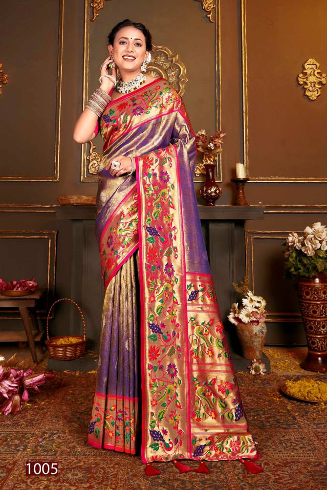 Kshimmer Silk Vol 1 By Saroj 1001 To 1005 Tissue Silk Sarees Wholesale Price In Surat